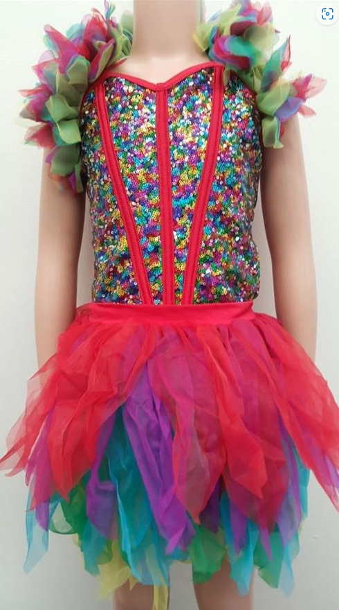 Pre-Owned Costume Costume Gallery  15303 Small Child Red 2in1 Jazz Musical Sequin Bird