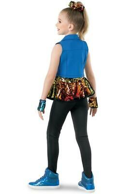 Pre-Owned Costume Weissman 10576 Intermediate Child Royal Blue Unitard Hip Hop Sequin