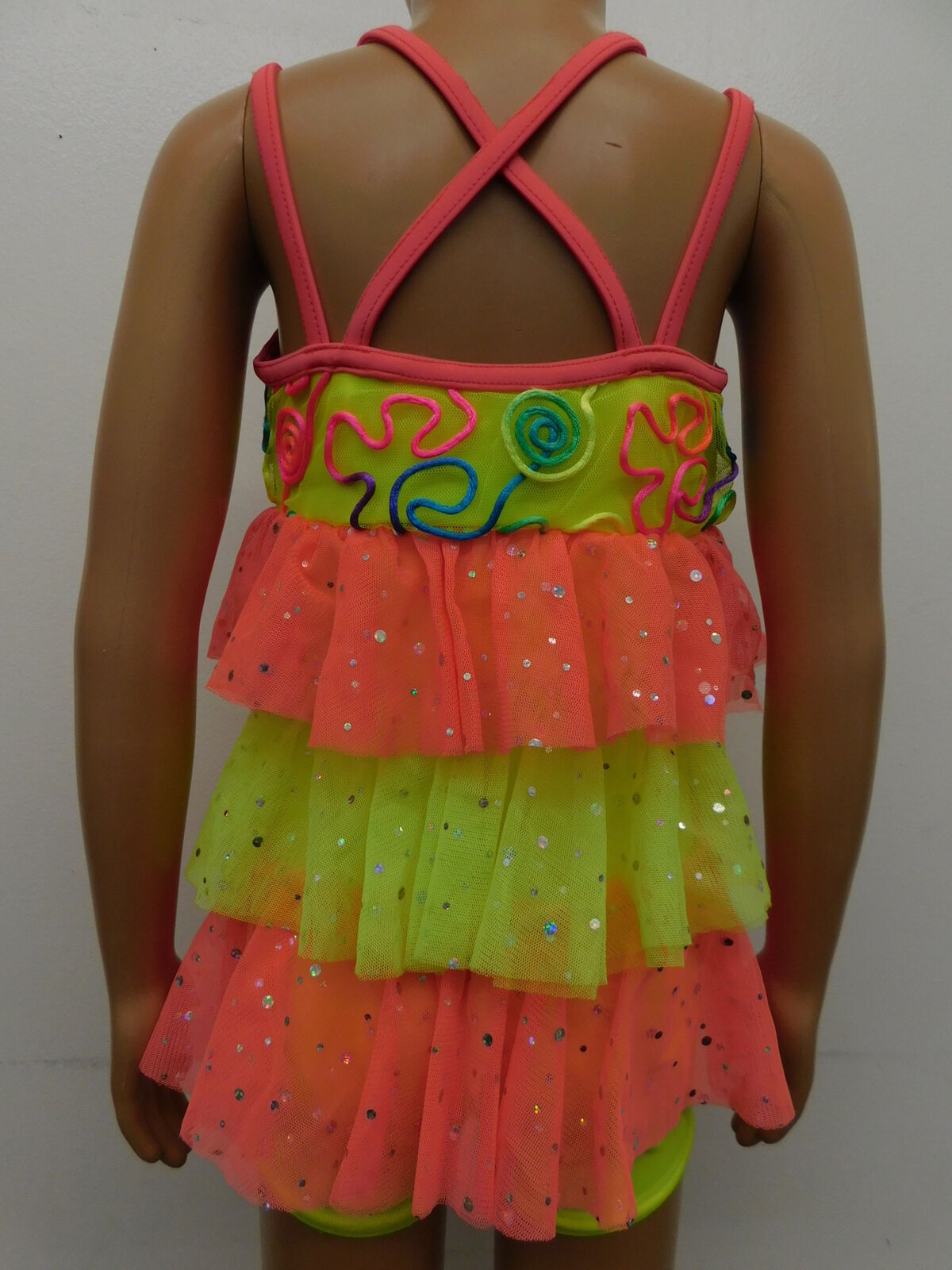 Pre-Owned Costume Weissman  7601 Small Child Yellow Layered Dress Jazz Sequin