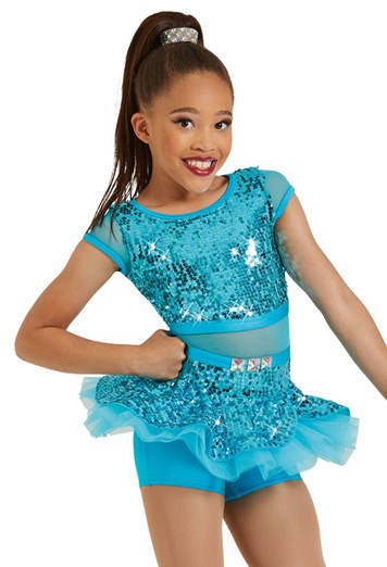 Pre-Owned Costume Weissman 12395 Medium Adult Turquoise Skirt Jazz Tap Sequin