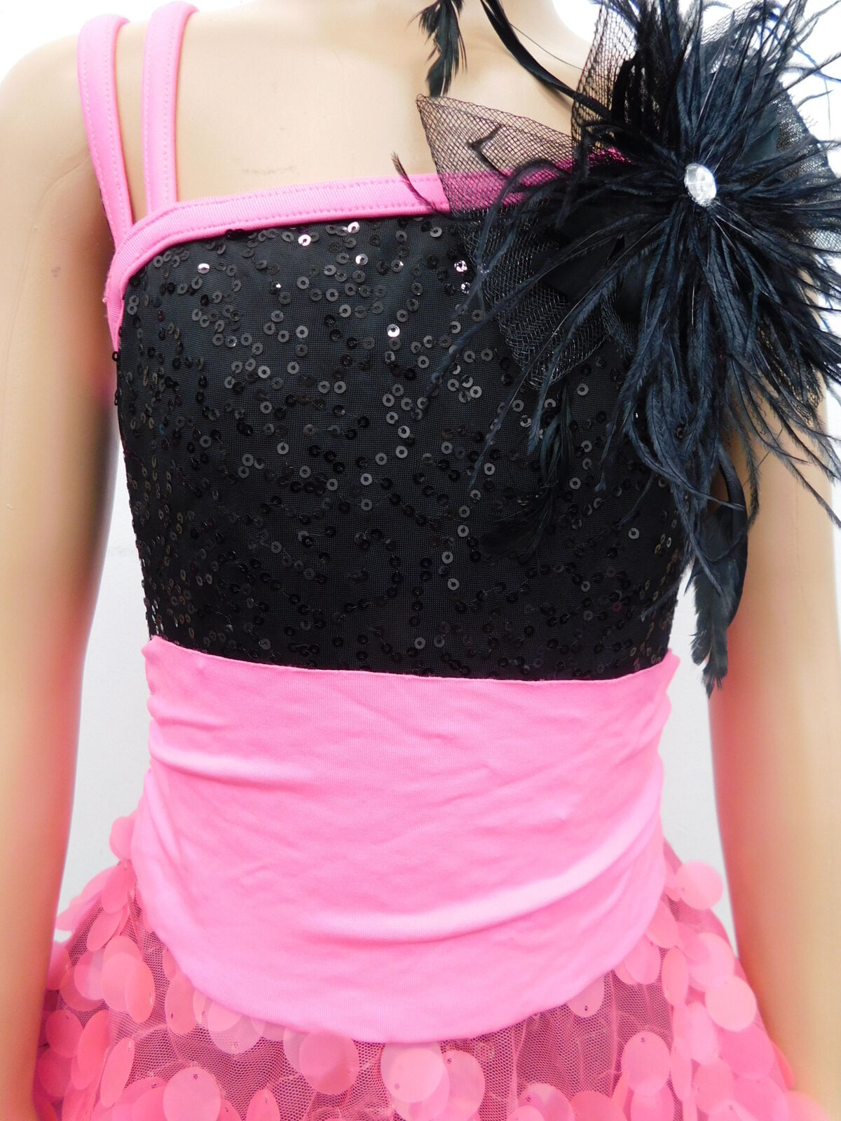 Pre-Owned Costume Weissman  7806 Large Child Hot Pink Dress Jazz  Sequins