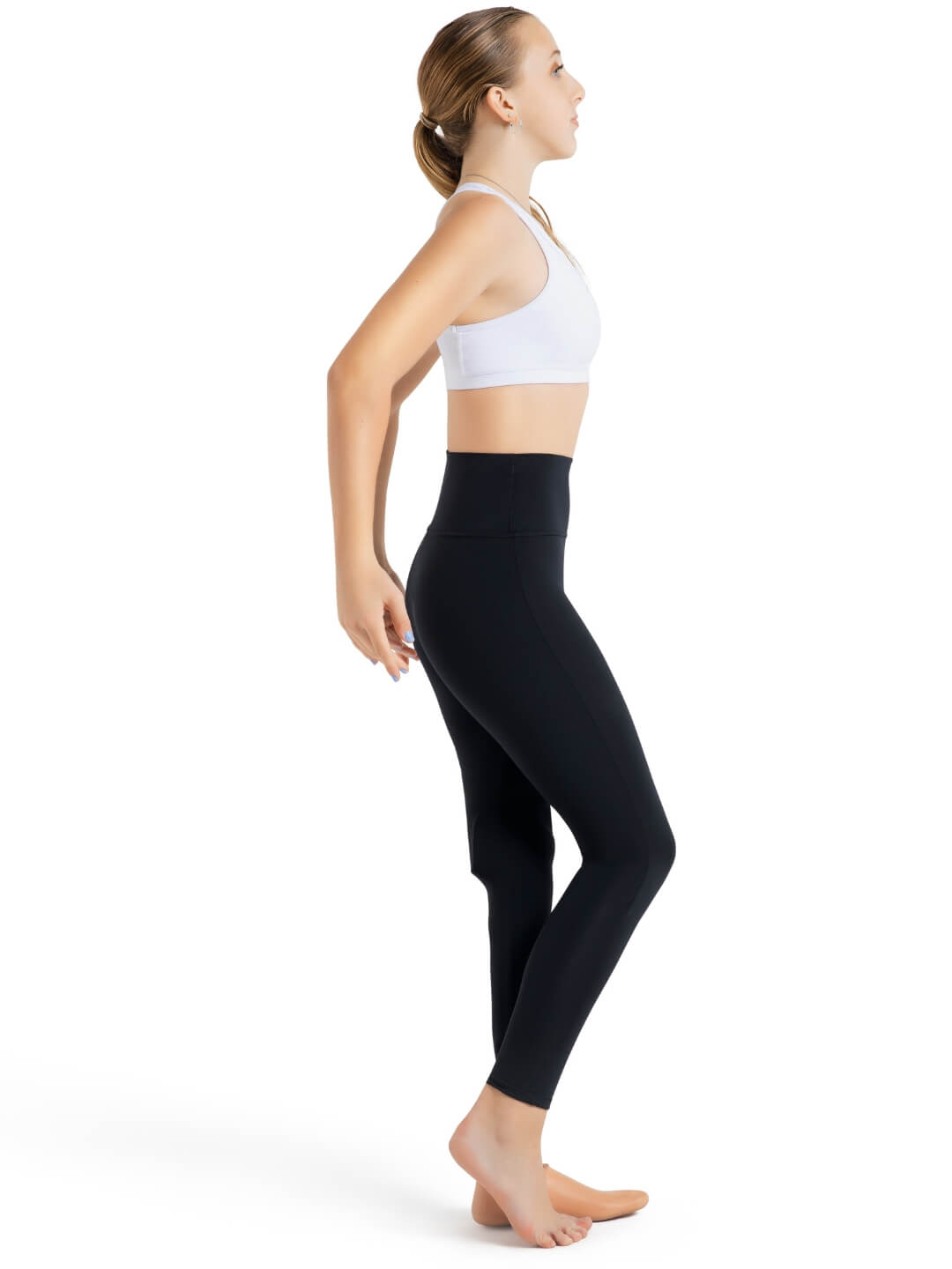 Pre-Owned Leggings XL Adult Black Capezio TB204W High Waist Lycra Jazz Modern