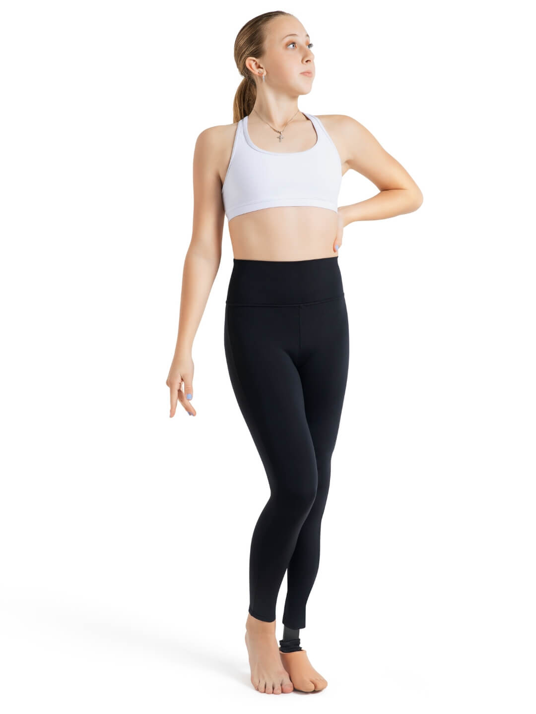 Pre-Owned Leggings XL Adult Black Capezio TB204W High Waist Lycra Jazz Modern