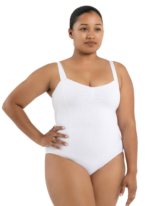 Pre-Owned Leotard Capezio White CC202 Medium Adult Cotton Princess Seams