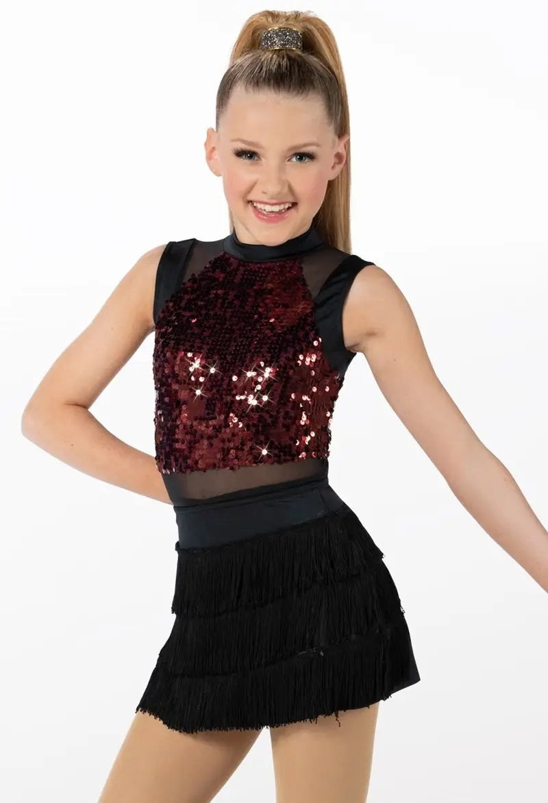 Pre-Owned Costume Weissman  13499 Medium Child Burgundy 3 in 1 Jazz Sequin