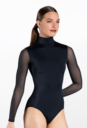 New Leotard Leotard Small Adult Balera MT12523 Black Long Sleeve Mesh Ballet Tap Jazz