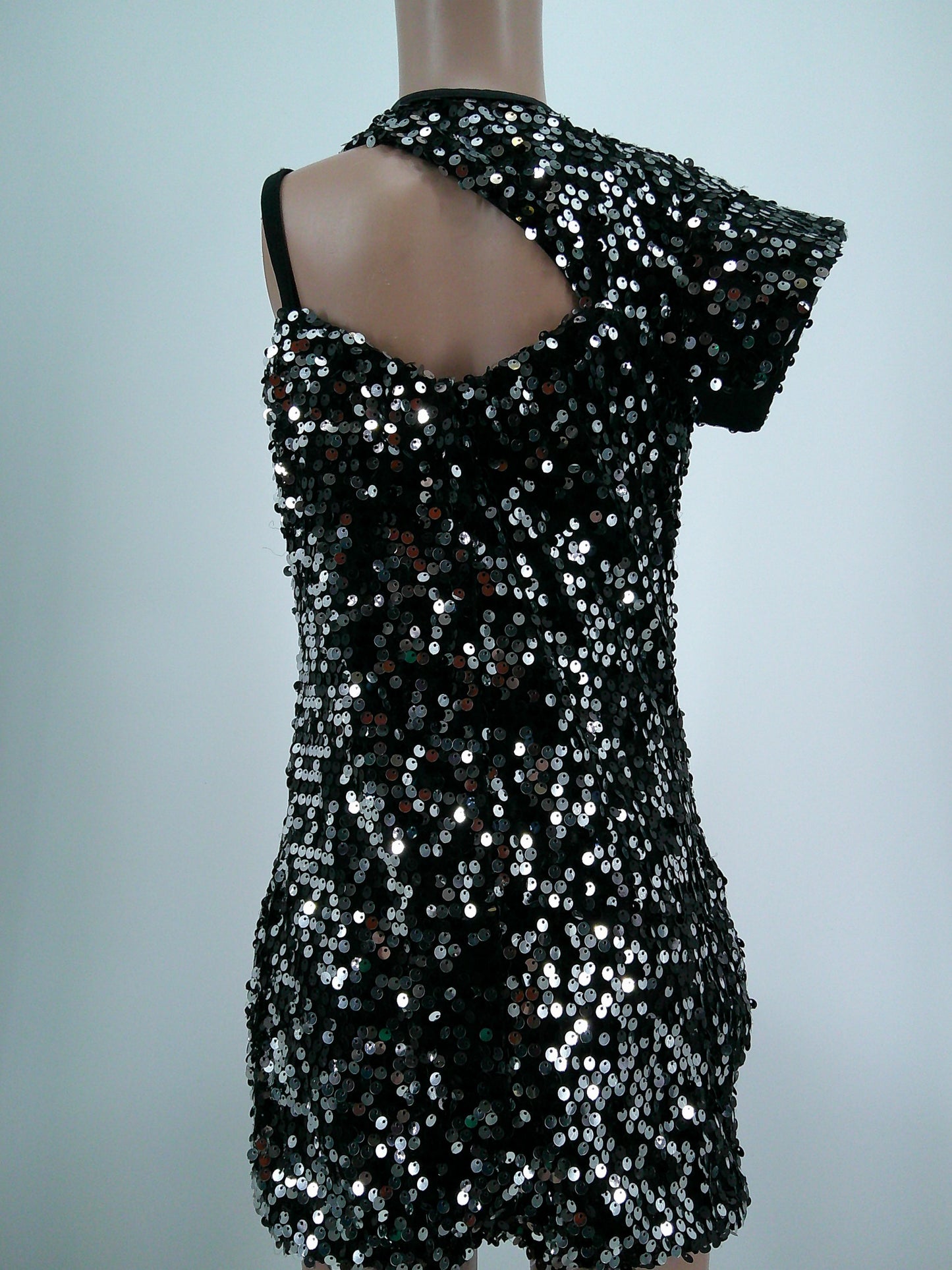 Pre-Owned Costume Kelle   Large Child Black Sparkle Jazz Sequins