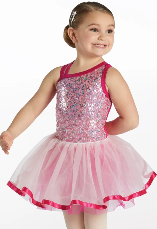 Pre-Owned Costume NEW Weissman  15905 Small Child Pink 2in1 Ballet Jazz Tap Sequin