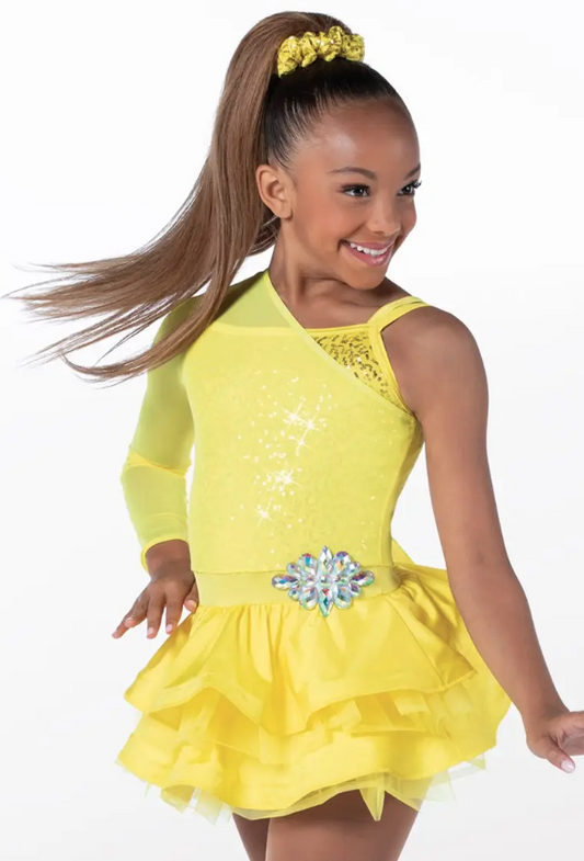 Pre-Owned Costume Weissman  14158 XL Child Yellow Fluffy Tutu Jazz Sequin & Stones