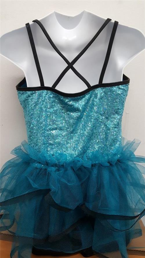 Pre-Owned Costume Medium Adult Teal Curtain Call J5095 Jazz Tap clogging Musical Theater Sequin