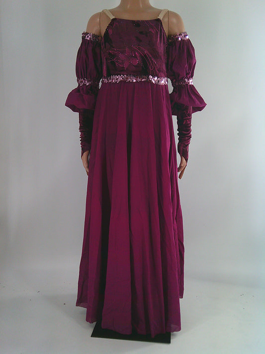 Pre-Owned Costume Dansco   Medium Child Burgundy Dress Lyrical Sequin 1
