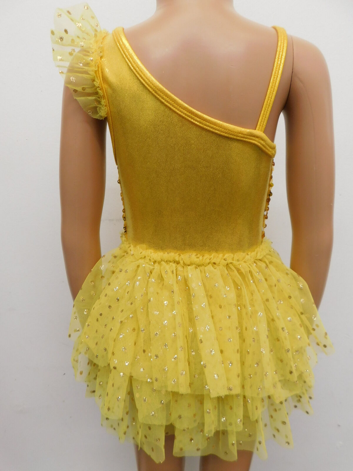 Pre-Owned Costume Curtain Call  E1555 XS Child Yellow Tutu Dress Ballet Tap Sequin
