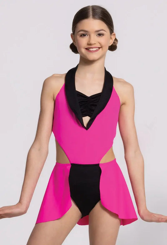 Pre-Owned Costume Large Child Pink Weissman D11569 Jazz Tap Musical Theater Dress Rhinestone