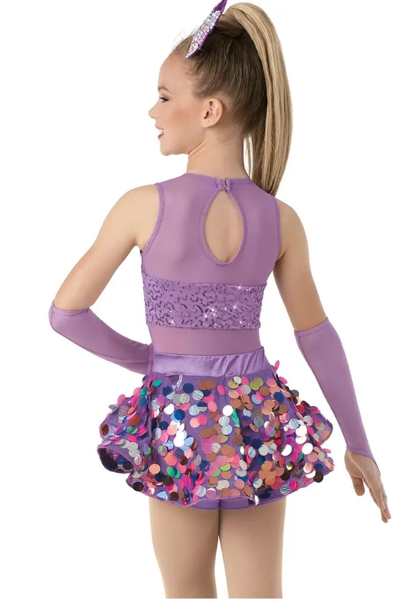 Pre-Owned Costume Weissman  10596 Large Child Purple Sequin Skirt Jazz Tap Sequins