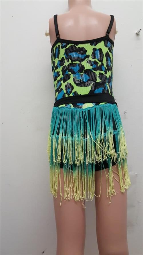 Pre-Owned Costume Costume Gallery  17338 Small Child Green Fringe Jazz