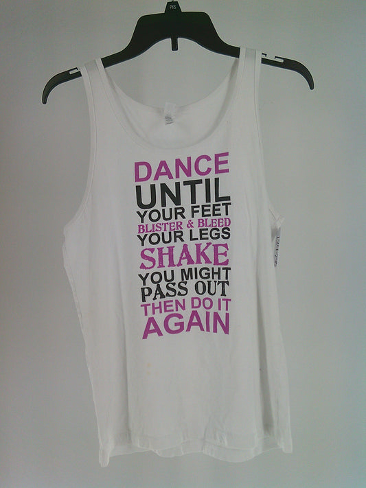 Pre-Owned Tank Top Bella Canvas   Small Adult White Pink  Ballet Jazz