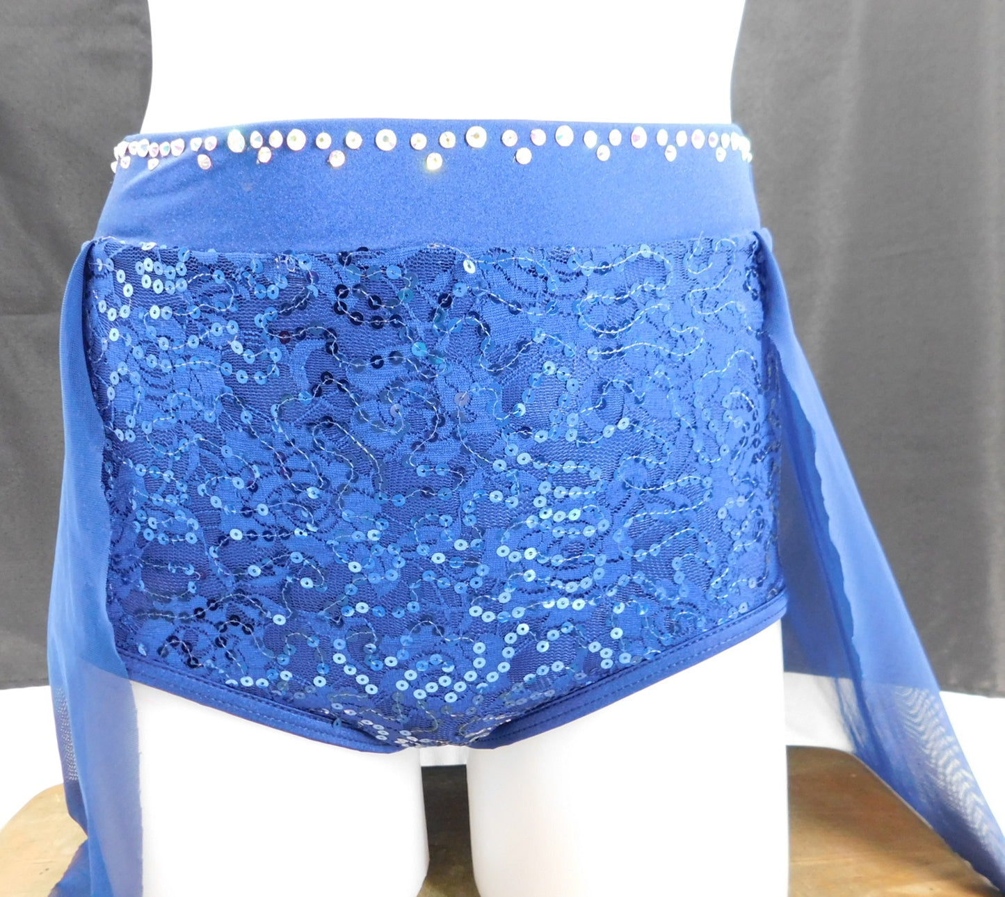 Pre-Owned Costume Large Adult Dark Blue Weissman SQ12661 Lyrical Ballet Contemporary 2 pc Rhinestone Sequin