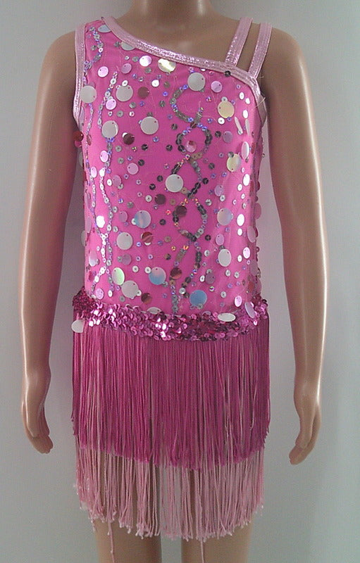 Pre-Owned Costume AWCT   XS Child Pink Fringe Skirt Jazz Sequin