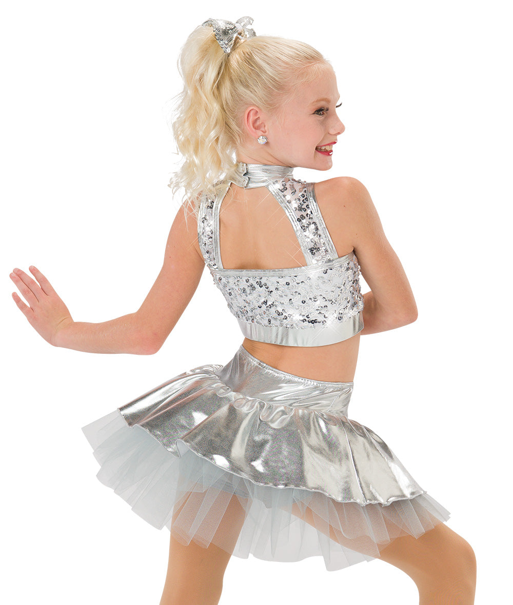 Pre-Owned Costume AWCT V2221 Large Adult Black Tulle Skirt Jazz Sequin