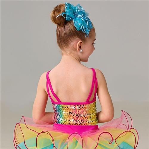 Pre-Owned Costume Curtain Call E2179 Medium Child Pink Colorful Tutu Jazz Sequin