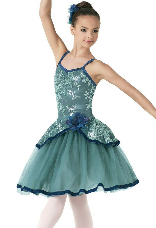 Pre-Owned Costume Weissman  10615 Medium Child Green Tutu Ballet Sequin