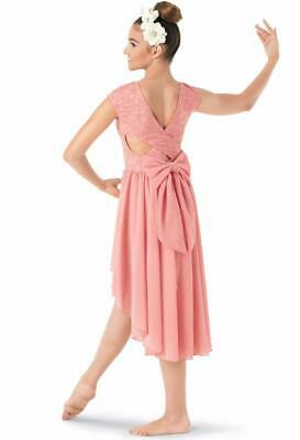 Pre-Owned Costume XL Child Peach Weissman 9400 Lyrical Ballet Contemporary Floral Lace Dress