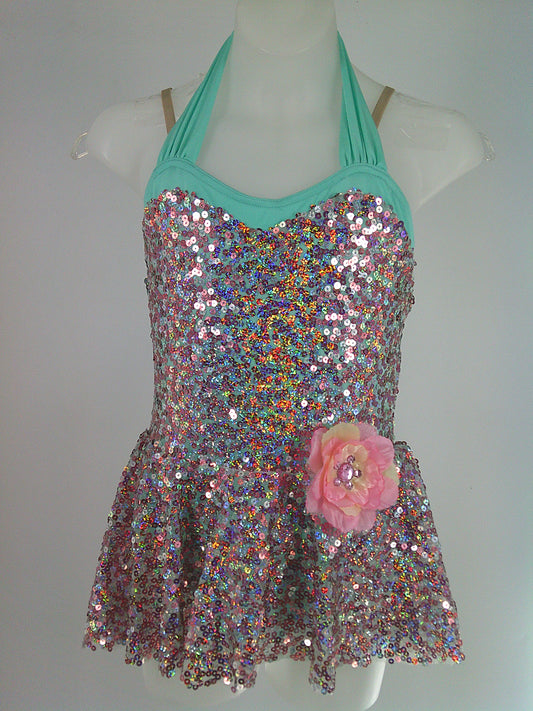 Pre-Owned Costume Costume Gallery  19309 Large Child Pink Skirt Jazz Tap Sequins