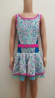 Pre-Owned Costume Curtain Call E1389 Small Adult Blue Colorful Jazz Ballet