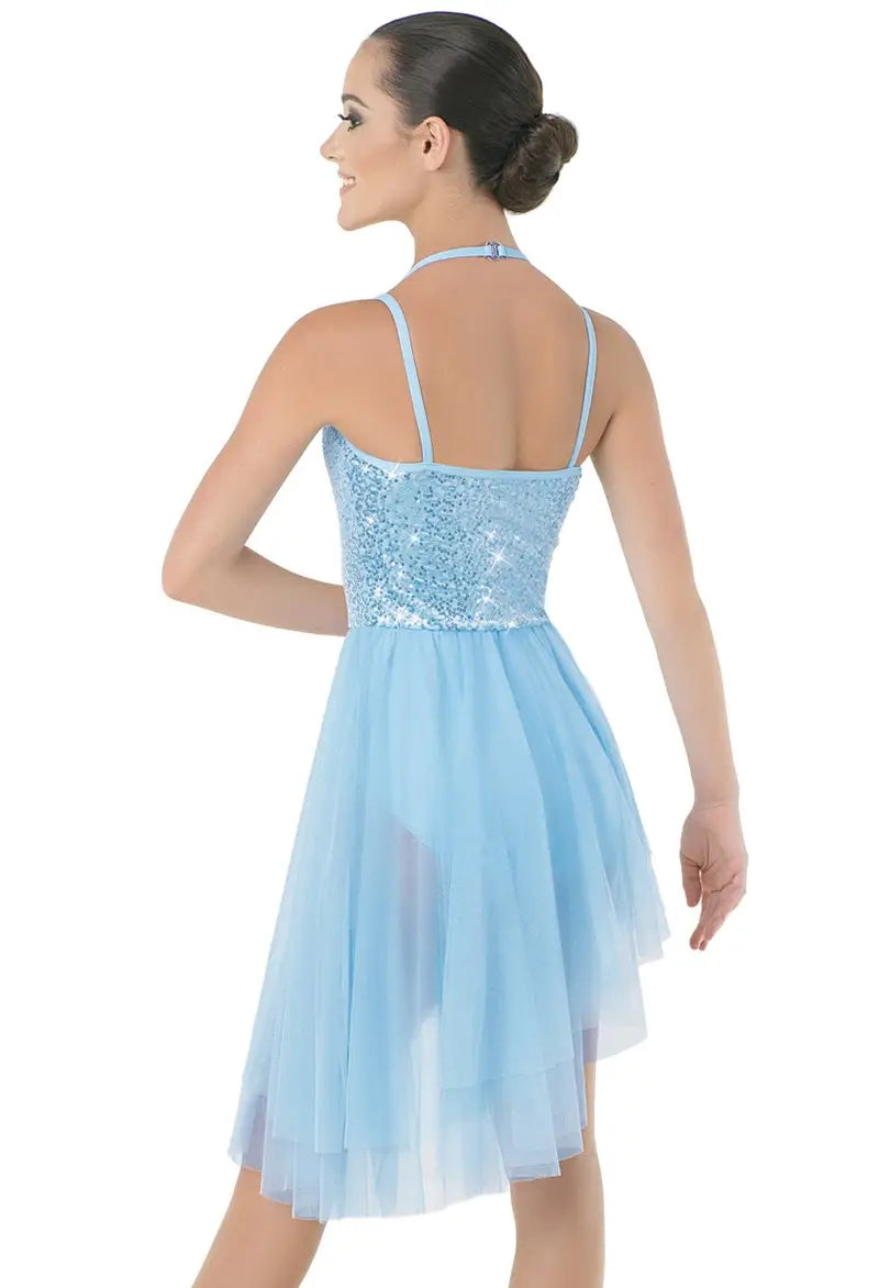 Pre-Owned Costume Medium Child Peach Balera D9649 Lyrical Contemporary Ballet Sequin Dress