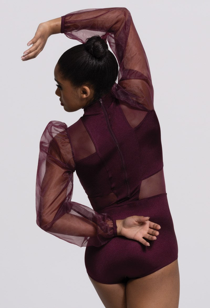 Pre-Owned Costume Weissman SH13027 XL Adult Burgundy Puffy Sleeves Jazz Contemporary Modern