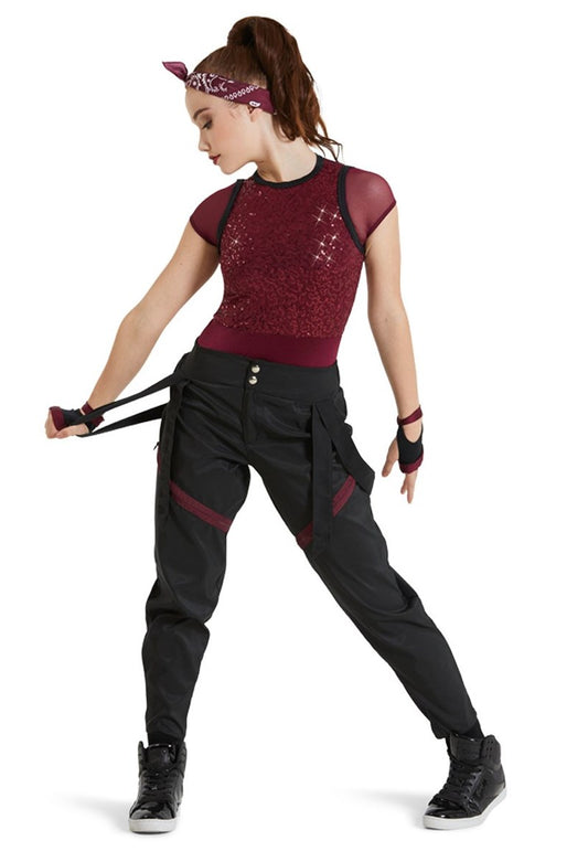 Pre-Owned Costume Weissman  12400 Medium Child Burgundy 2 pc Hip Hop  Sequin