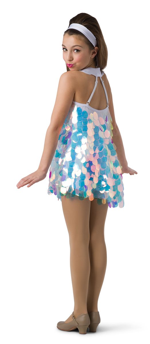 Pre-Owned Costume Gallery  19645 XL Adult White Sapngle Dress Jazz Sequin Disco