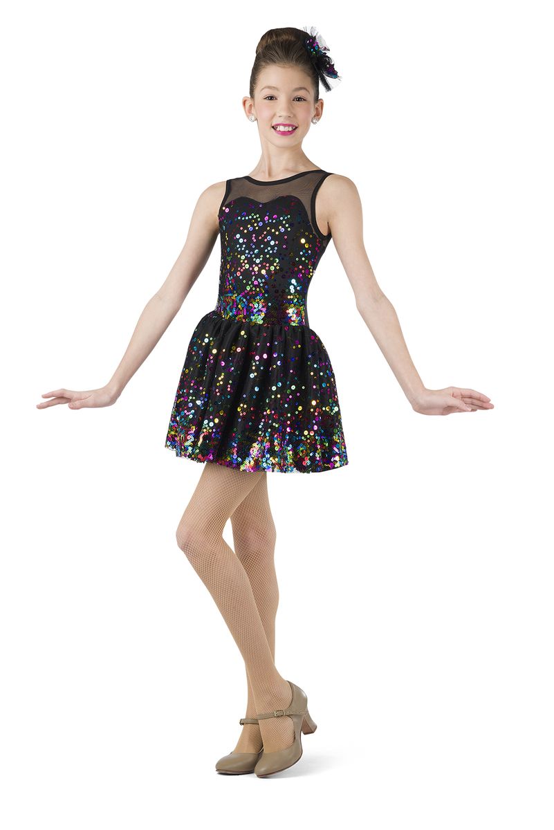 Pre-Owned Costume Costume Gallery  18635 Medium Child Black Dress Jazz Sequin