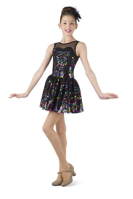 Pre-Owned Costume Costume Gallery  18635 Medium Child Black Dress Jazz Sequin