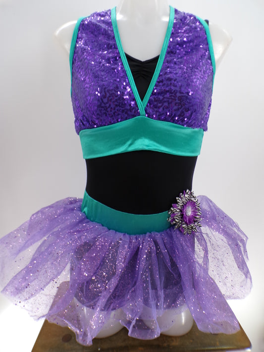 Pre-Owned Costume Weissman   Small Adult Purple  Tulle Skirt Jazz Sequin
