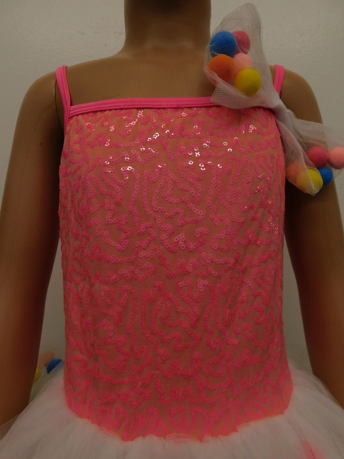 Pre-Owned Costume Small Child Pink Curtain Call E2005 Ballet Tap Dress Up Pom Poms Sequin