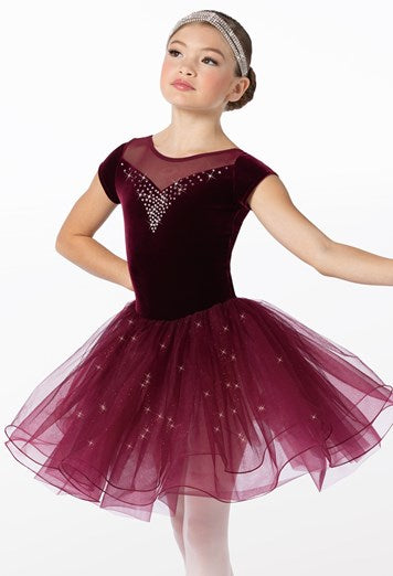 Pre-Owned Costume Weissman 14133 Medium Child Burgundy Ballet Rhinestone