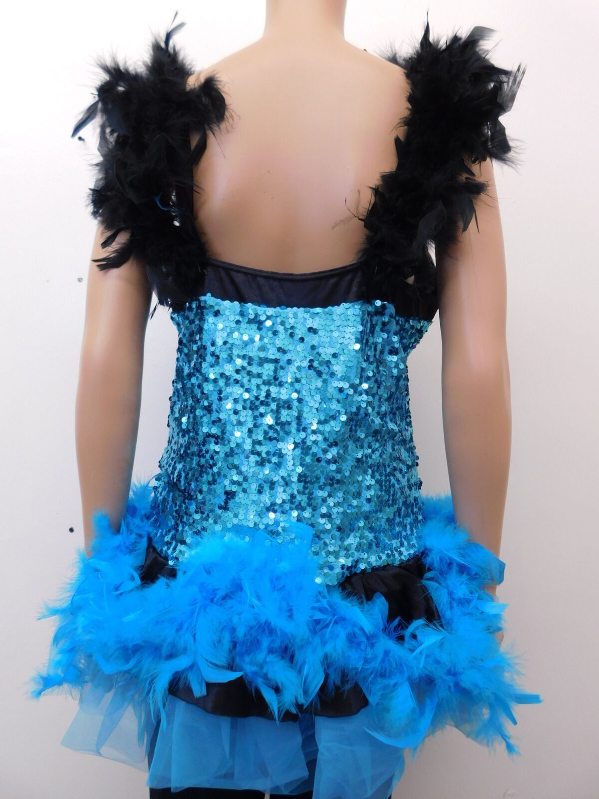 Pre-Owned Costume Weissman  8805 XL Adult Blue Sequin Feather Unitard Jazz Tap