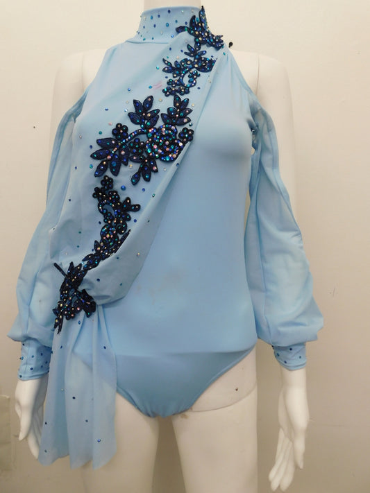 Pre-Owned Costume Lyrical Small Adult Blue Balera MT11546 Long Sleeve Contemporary Ballet