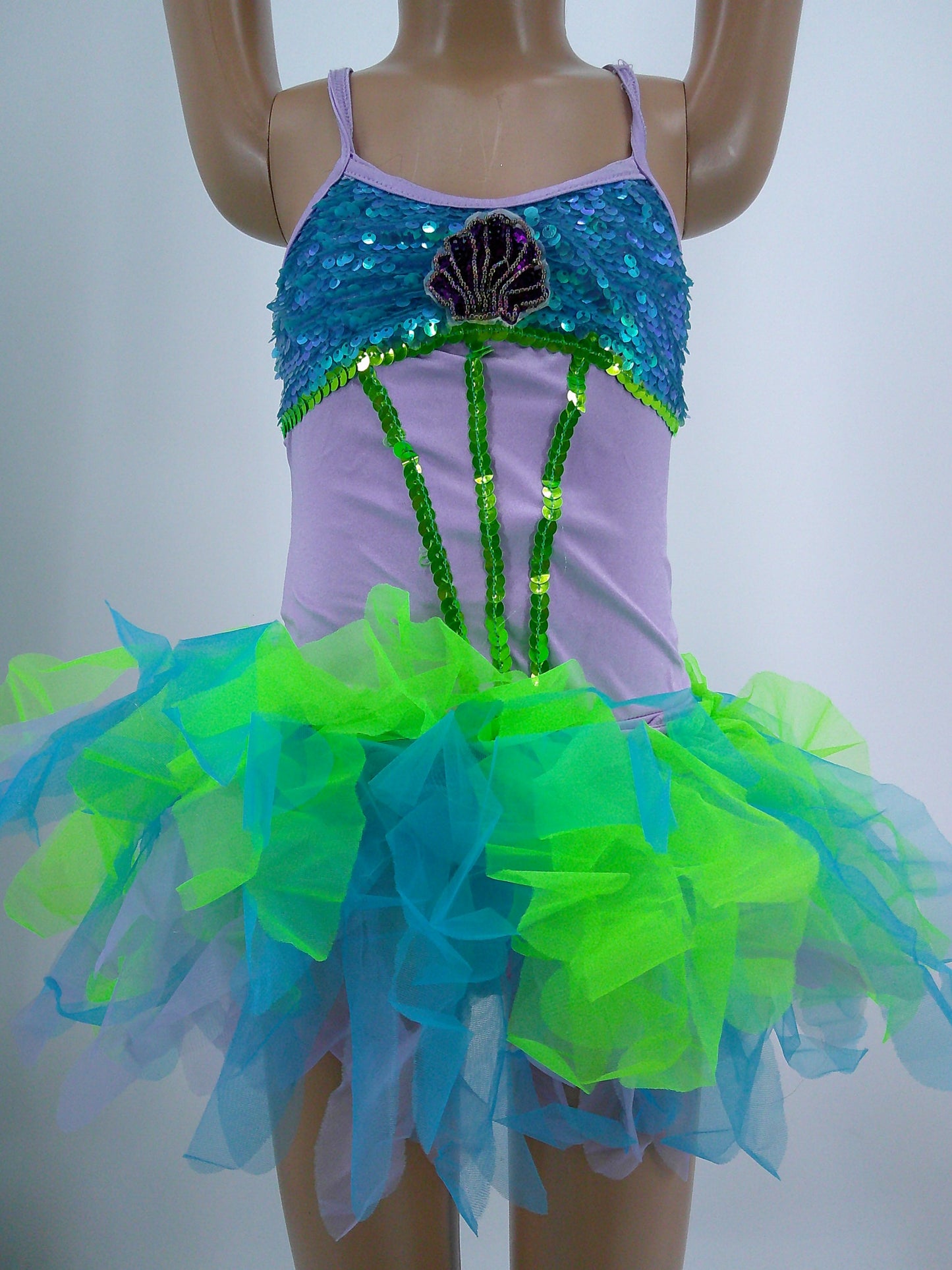 Pre-Owned Costume Costume Gallery  15800 6x-7 Child Purple Tutu Jazz Sequins Mermaid