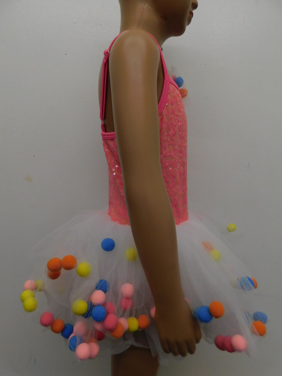 Pre-Owned Costume Small Child Pink Curtain Call E2005 Ballet Tap Dress Up Pom Poms Sequin