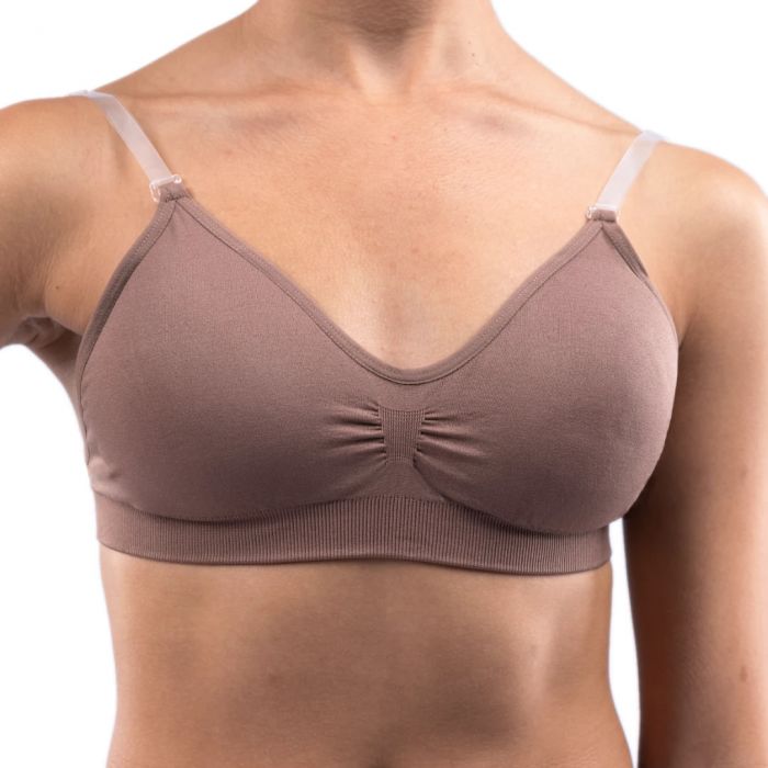 NEW Padded Bra Silky Dance Nude & Mocha Dance Clear Back Strap Top