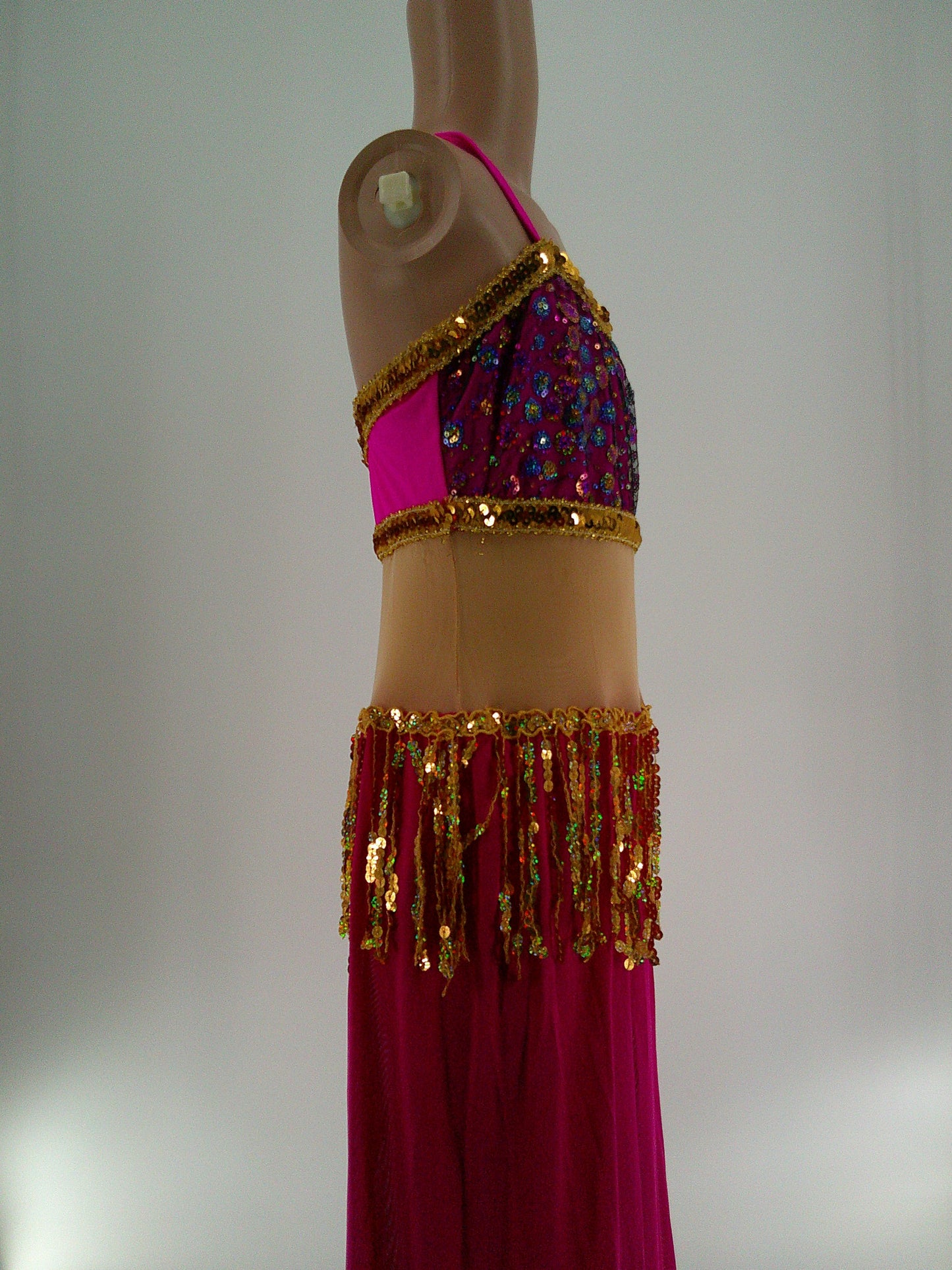 Pre-Owned Costume Art Stone  26764 Large Child Pink Jumpsuit Jazz Sequin Arabian