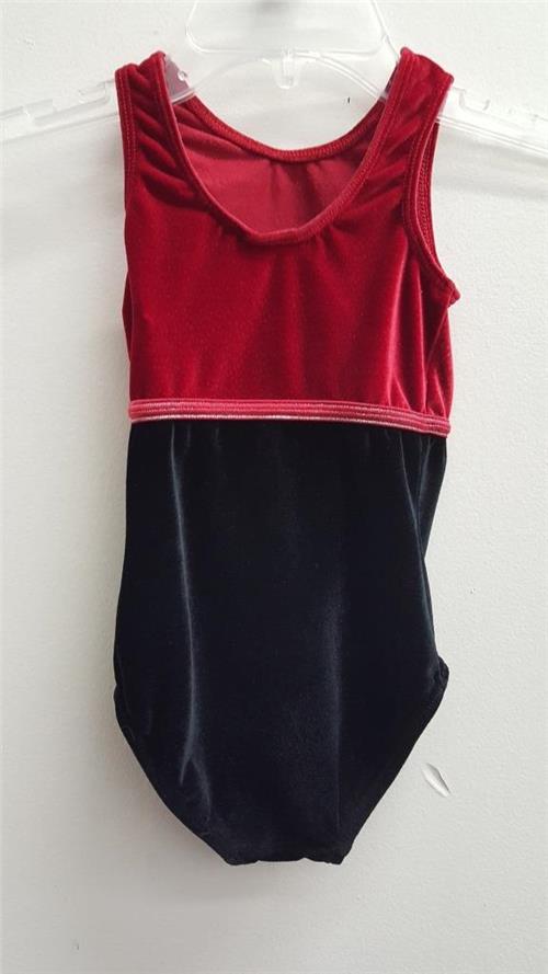 Pre-Owned Gymnastics Leotard GK Elite Small Child Red Black Velvet