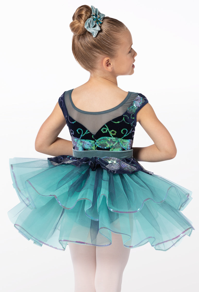 Pre-Owned Costume Weissman  14393 Small Child Teal Tutu Ballet Sequin
