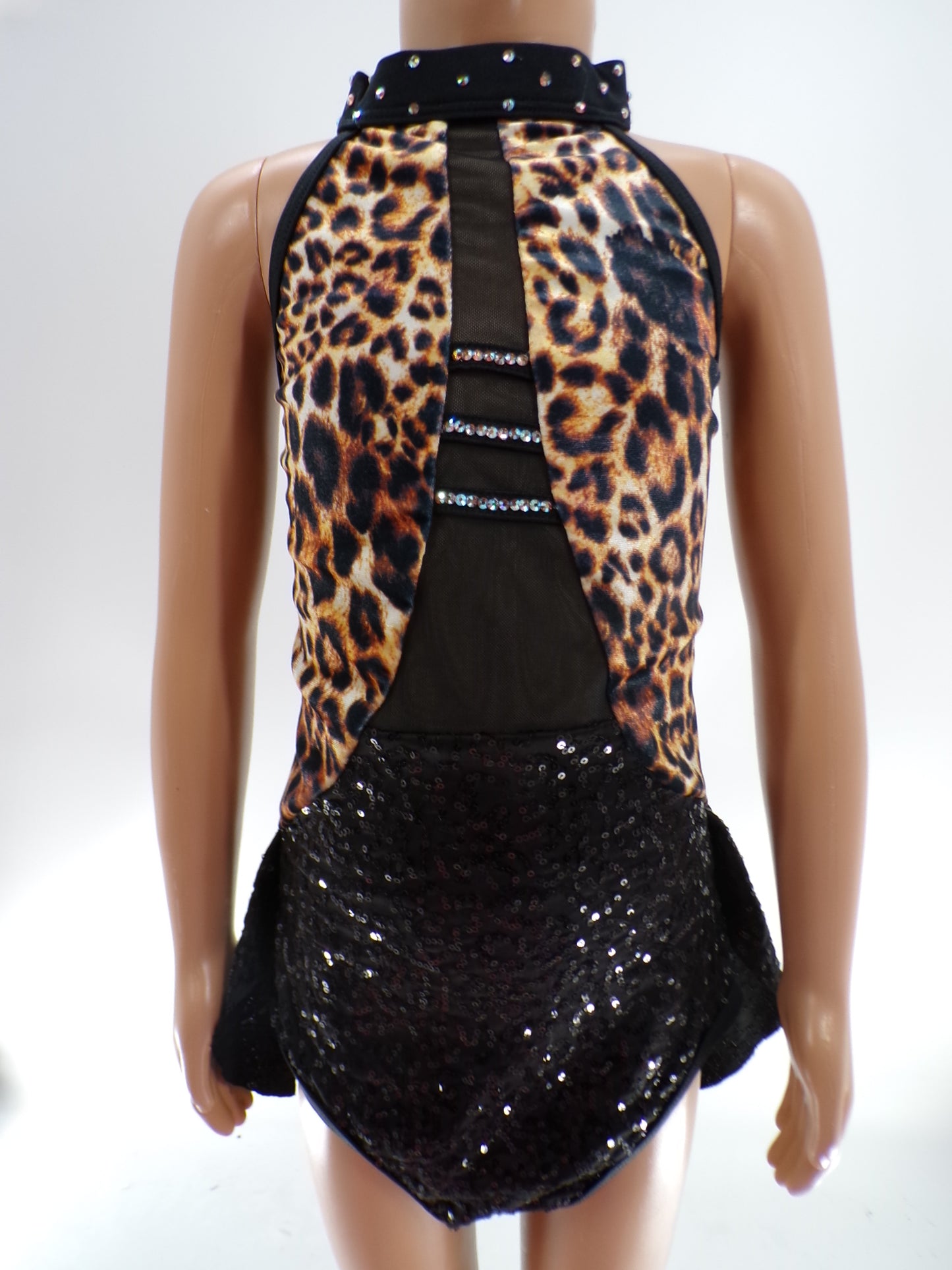 Pre-Owned Costume Weissman  D12759 Large Child Leopard  Jazz Acro Rhinestones