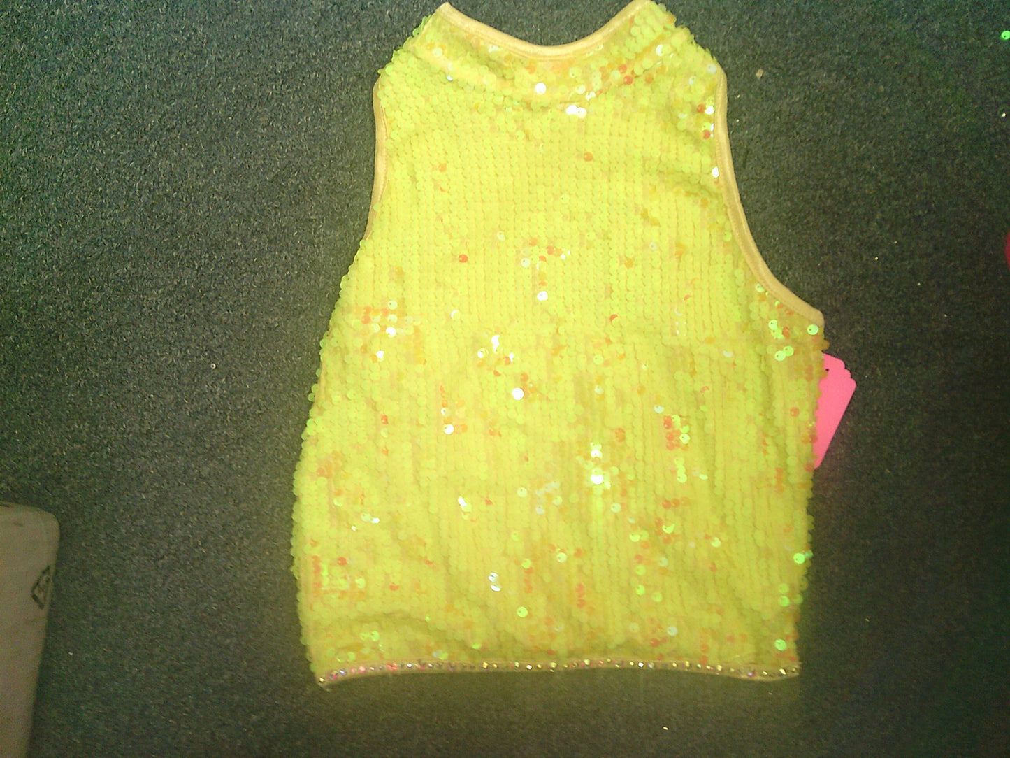 Pre-Owned Costume Crop Top Balera  SQ9601 Large Child Neon Yellow  jazz Tap