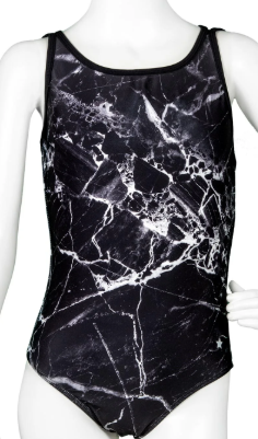 New Gymnastics Leotard Destira Black Marble Large Adult