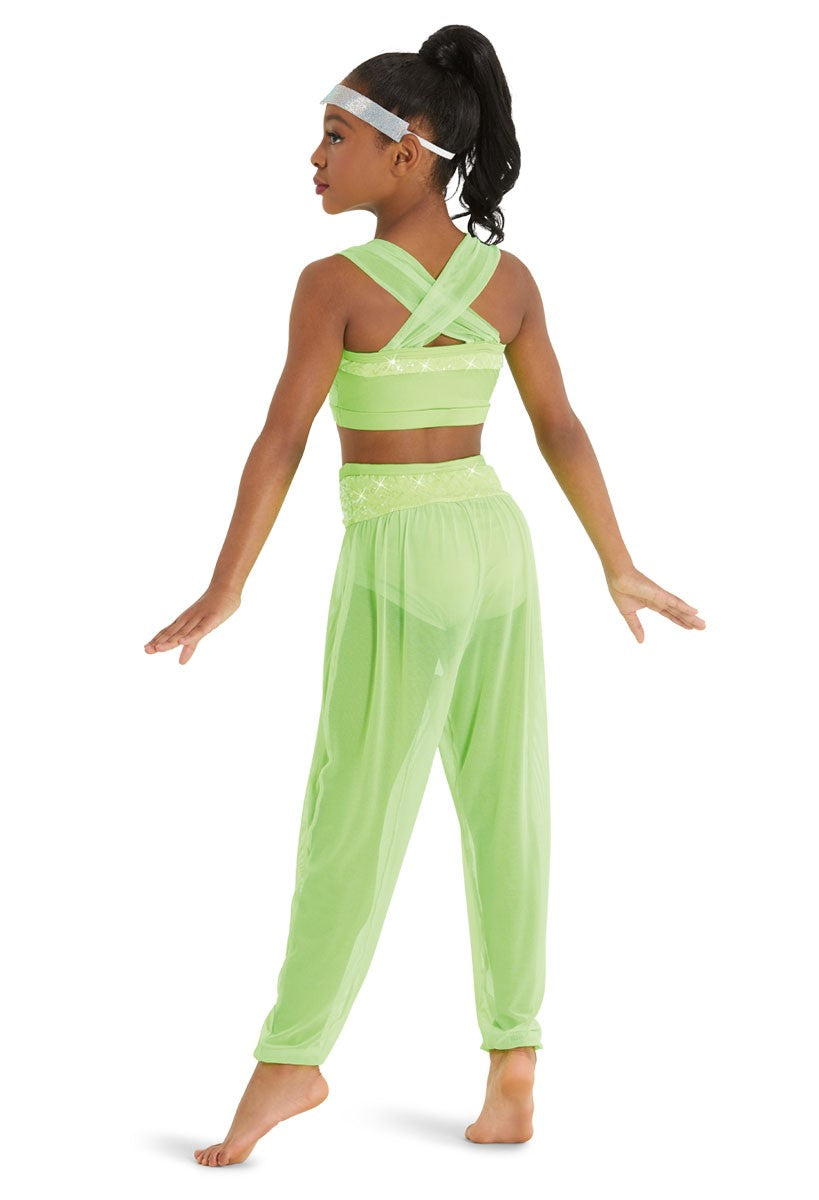 Pre-Owned Costume Weissman  11863 Large Child Pink 2 piece Jazz Sequin Genie