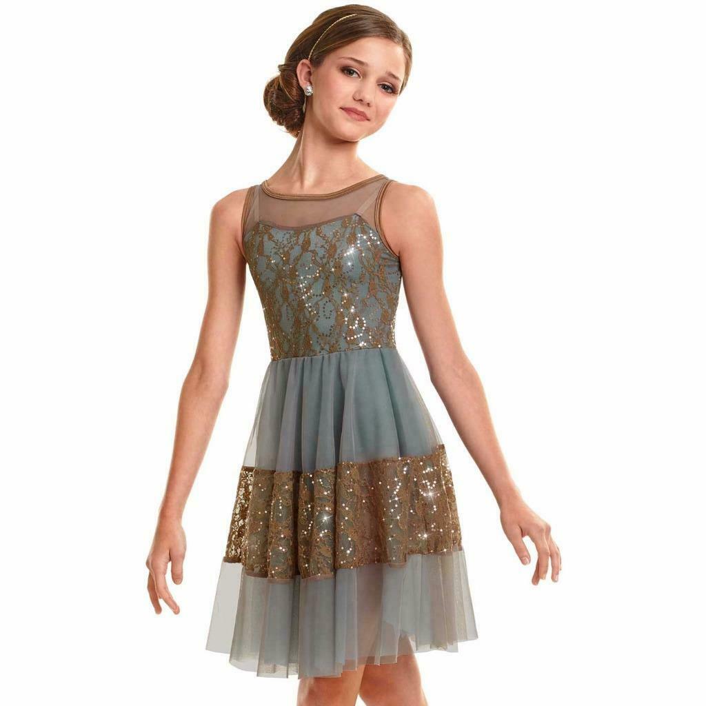 Pre-Owned Costume Curtain Call E1743 Medium Adult Brown Dress Lyrical Sequin